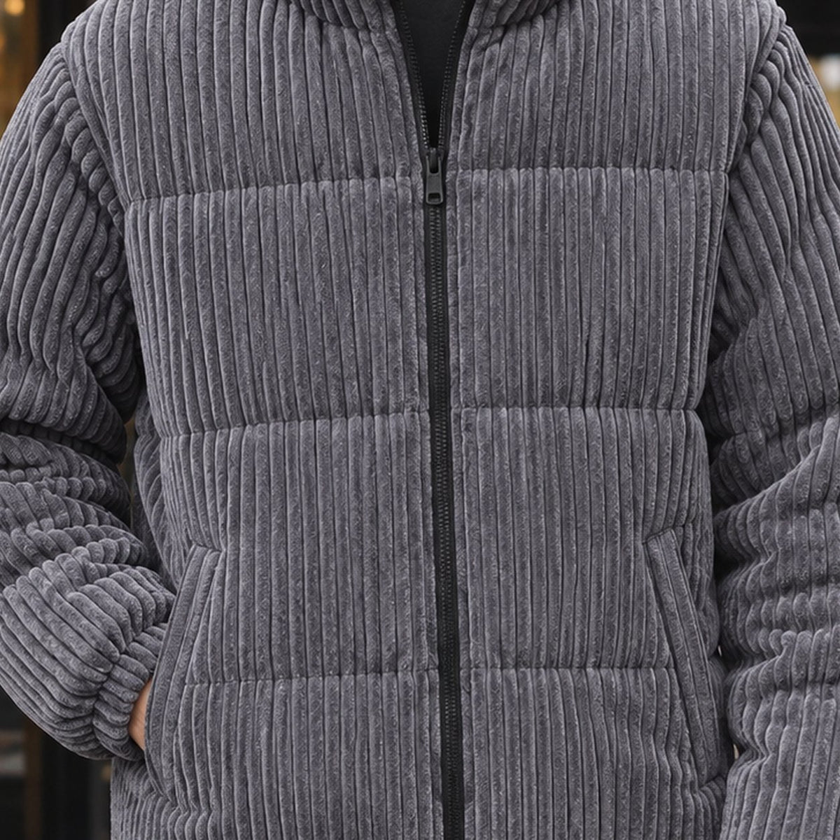 Men's Corduroy Jacket | Wide-Wale Quilted Cold Weather Front