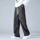 Pantalones deportivos de pana para hombre | pierna ancha con cordón