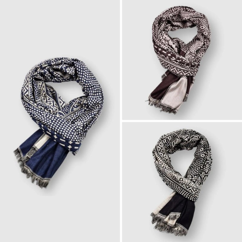 Men's Cotton Blanchet Scarf | Fringe Trim Back