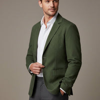 Men's Cotton Blazer Style Windbreaker | Patch Pocket Casual Close Up