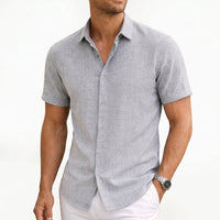 Men's Cotton Button Short Sleeve Top Detail