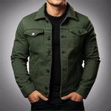 Chaqueta vaquera tipo polo de algodón para hombre | Multi-bolsillos