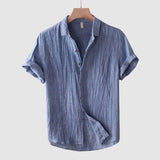 Men's Crinkle Bologna Linen Shirt | Short Sleeve