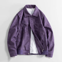 Men's Diagonal Zip Vegan Leather Jacket | Layered Shoulder Alternate