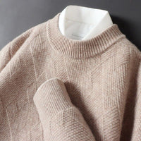 Men's Diamond Knit Crewneck Sweater | Ribbed Hem Detail