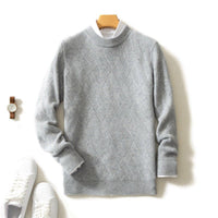 Men's Diamond Knit Crewneck Sweater | Ribbed Hem Full