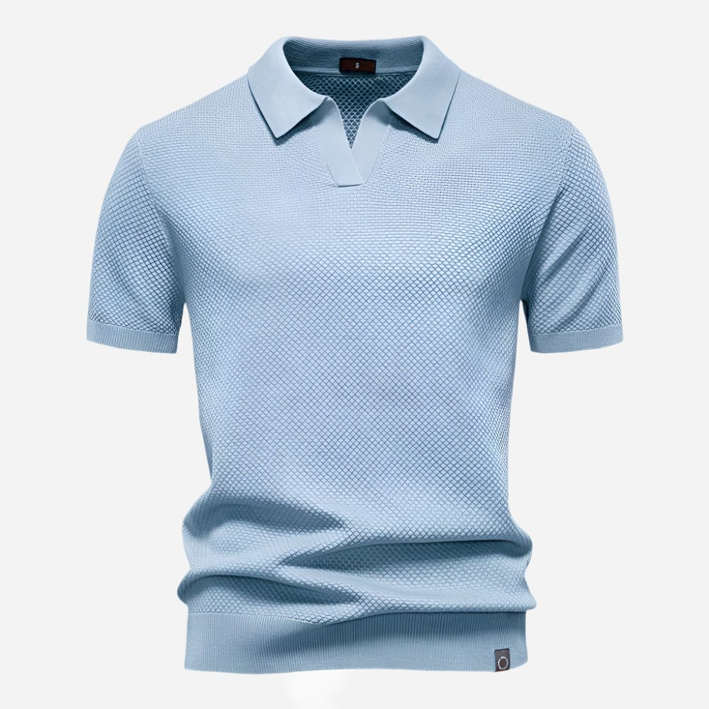 Men's Diamond Knit Polo Top Close Up