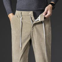 Men's Drawstring Corduroy Chinos | Tailored Casual Fit Close Up