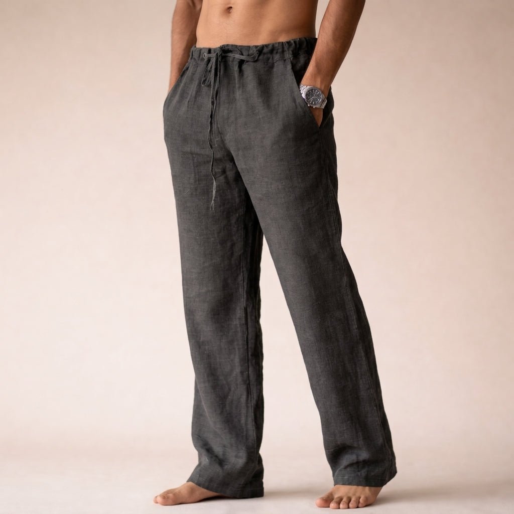 Men's Drawstring Linen Pants Angle