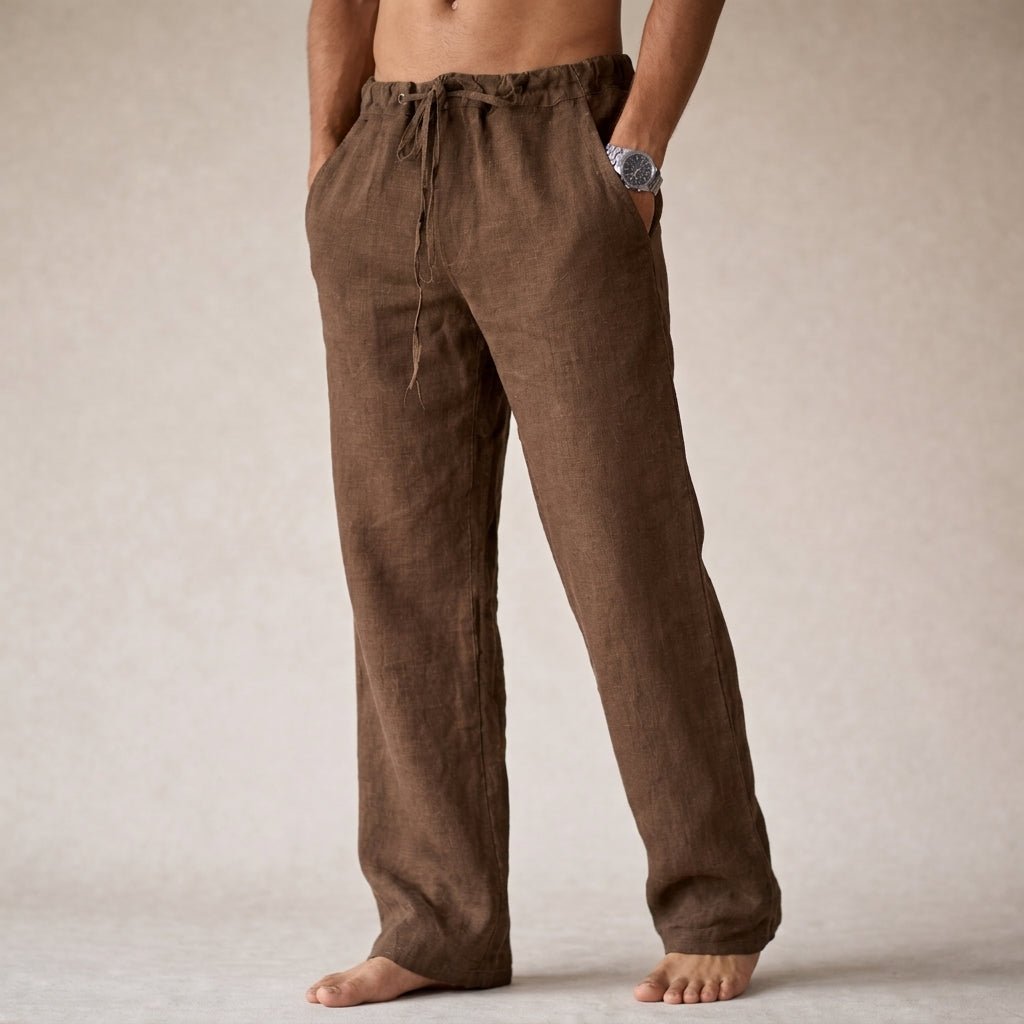 Men's Drawstring Linen Pants Close Up