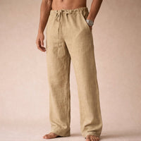 Men's Drawstring Linen Pants Detail