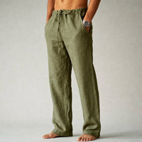 Men's Drawstring Linen Pants Front