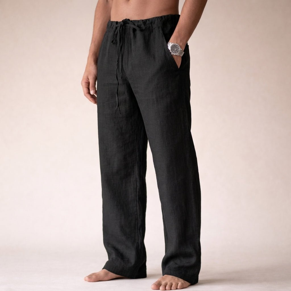 Men's Drawstring Linen Pants Side
