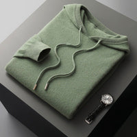 Men's Drawstring Merino Hoodie | Wool Knit Side