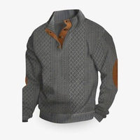 Men's Elbow Patch Pullover Sweater | Warm Knit Back