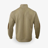 Men's Elbow Patch Pullover Sweater | Warm Knit Close Up
