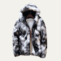 Men's Elegant Soft Fur Hooded Winter Jacket | Bomber Fit Detail