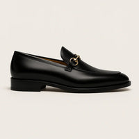 Men's Faux Leather Horsebit Loafers | Formal Dress Shoe Front