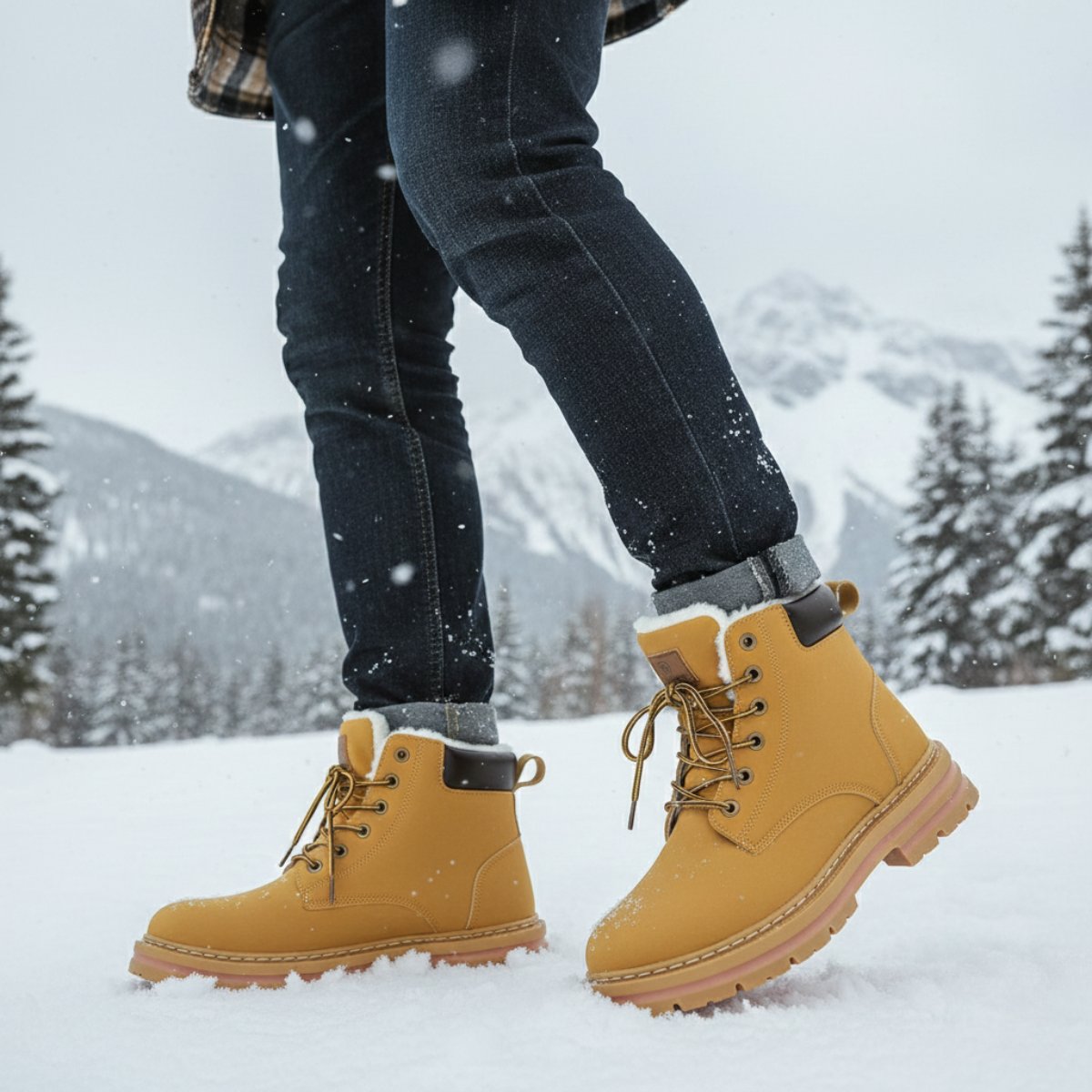 Men's Fur Lined Insulated Snow Boots | Chunky Lug Sole View 24