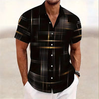 Men's Geometric Plaid Short Sleeve Button Shirt Front