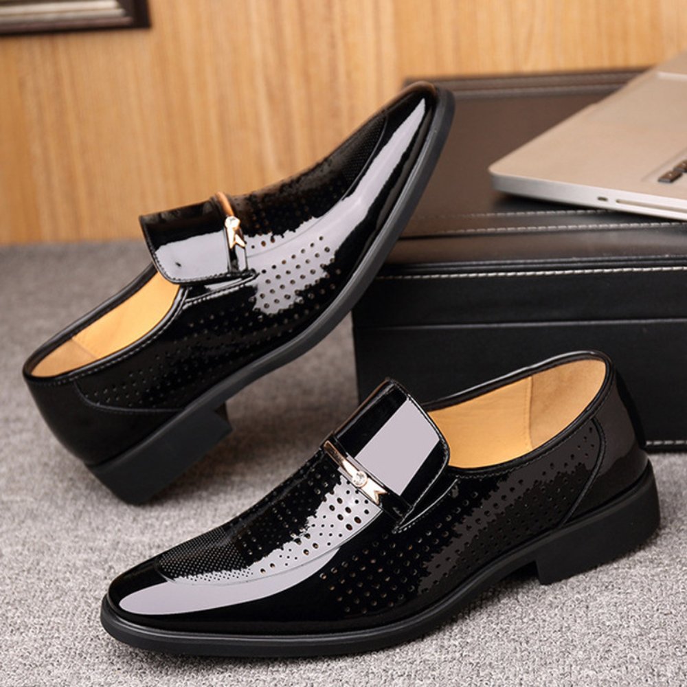 Men's Glossy Patent Leather Loafers Back