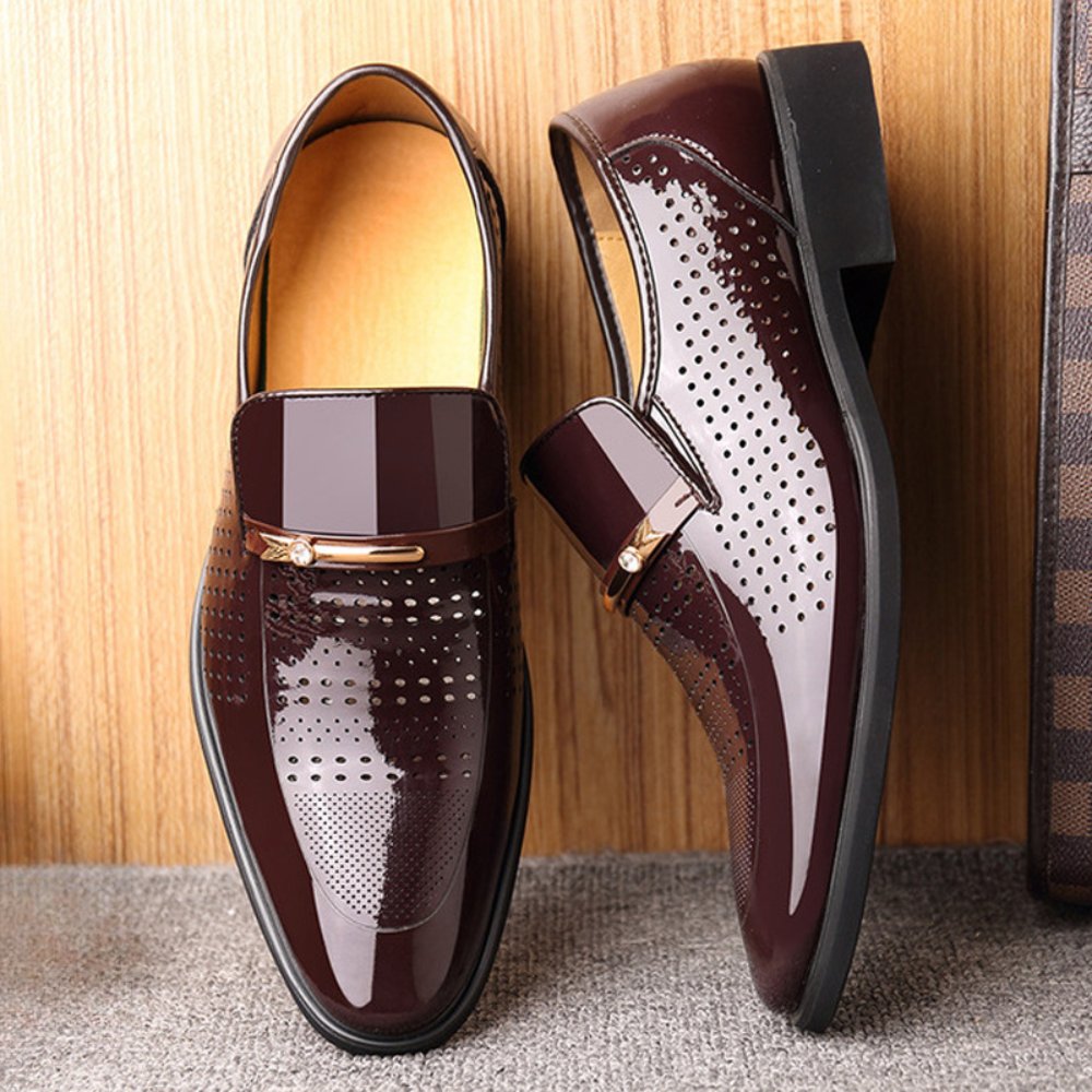 Men's Glossy Patent Leather Loafers Full