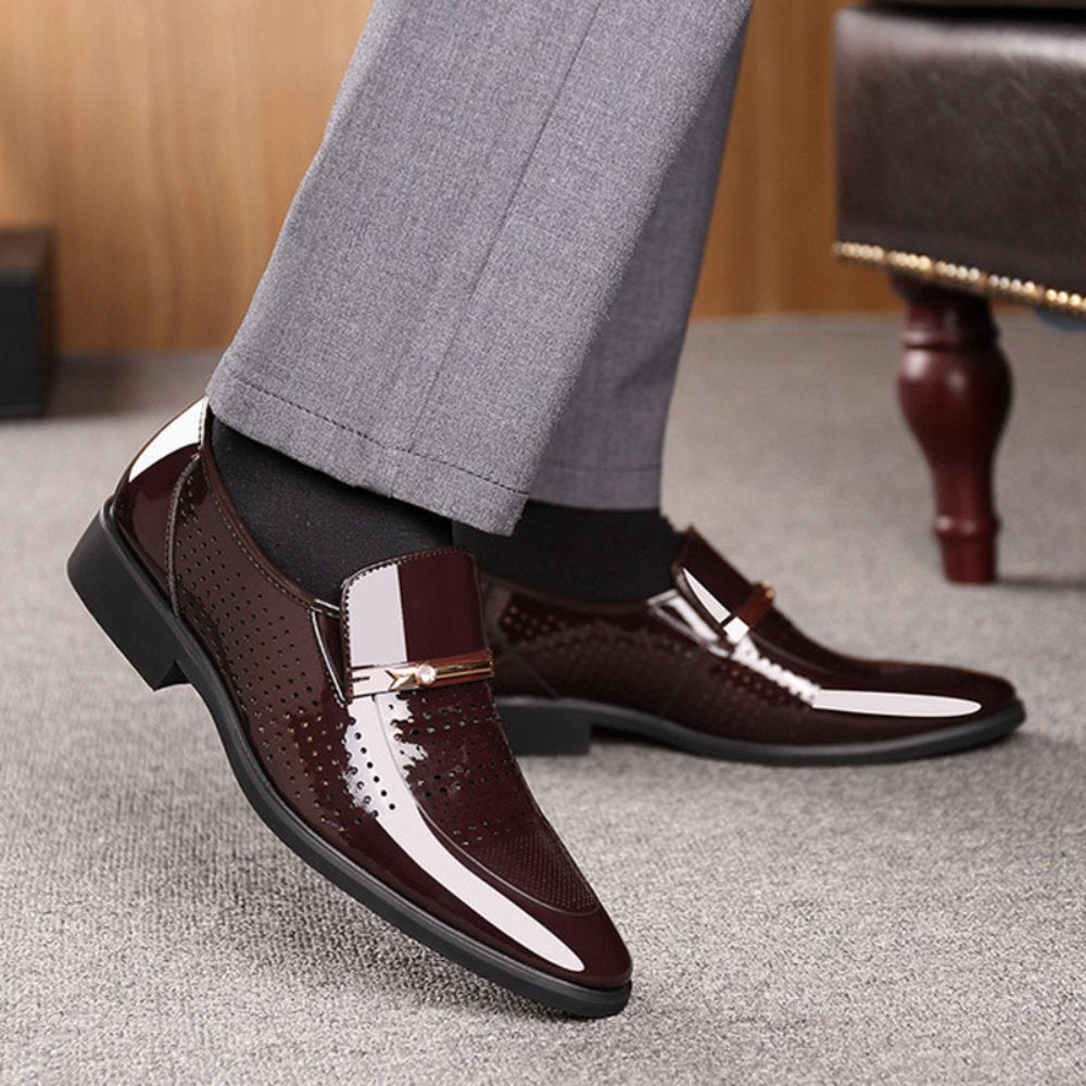Men's Glossy Patent Leather Loafers Lifestyle