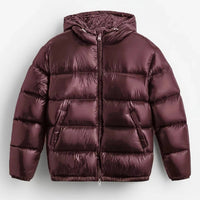 Men's Glossy Quilted Puffer Jacket | Hooded Winter Back