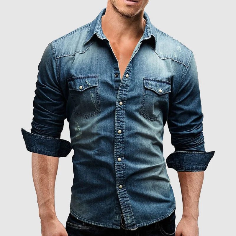 Men's Gradient Denim Shirt | Slim Fit Back