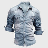 Camisa de mezclilla degradada para hombre | Ajuste slim