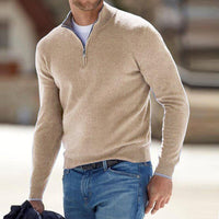 Men's Half Zip Mock Neck Sweater | Quarter-Zip Knit Fit Front