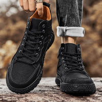 Men's Hand-Stitched Leather Trail Sneakers | Casual Outdoor Close Up