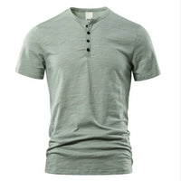 Men's Henley Short Sleeve T-Shirt | Button Placket Casual Back
