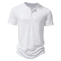 Men's Henley Short Sleeve T-Shirt | Button Placket Casual Detail
