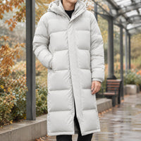Men's Hooded Puffer Coat | Ankle-Length Quilted Warmth Detail