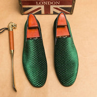 Men's Italian Suede Loafers | Woven Velvet Detail