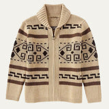Cárdigan de punto jacquard para hombre con botones y cuello chal