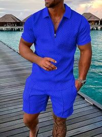 Men's Jacquard Shirt & Shorts Set | Summer Matching Hero