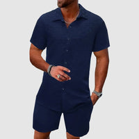 Men's Jacquard Two Piece Short Sleeve Set Detail