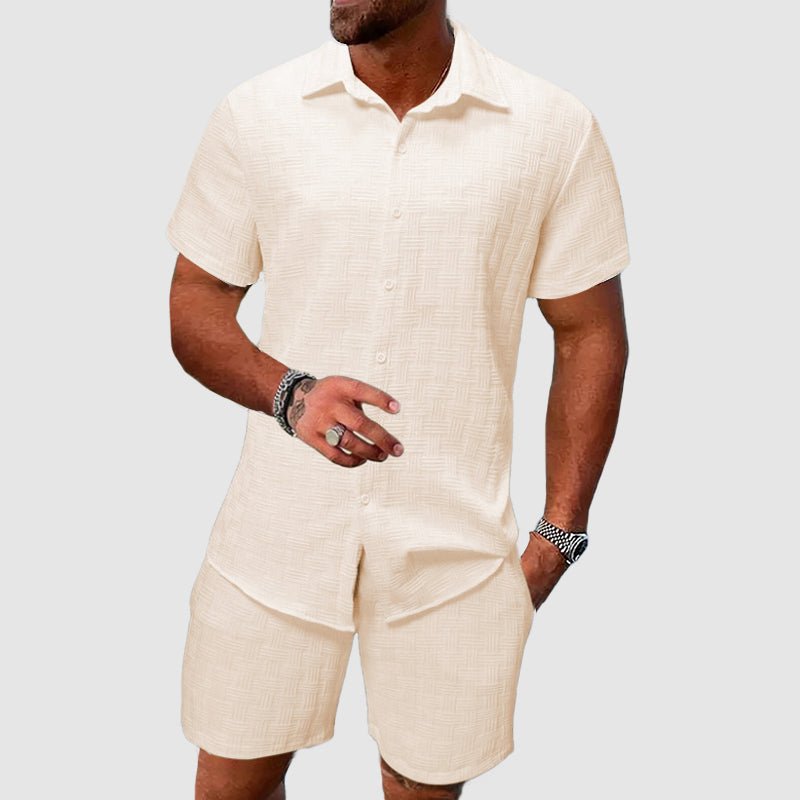 Men's Jacquard Two Piece Short Sleeve Set Hero