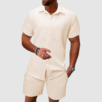 Men's Jacquard Two Piece Short Sleeve Set Hero