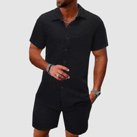 Men's Jacquard Two Piece Short Sleeve Set Side