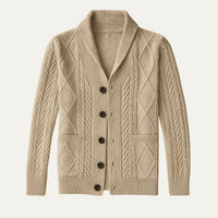 Men's Knit Cardigan Sweater | Shawl Collar Relaxed Fit Back