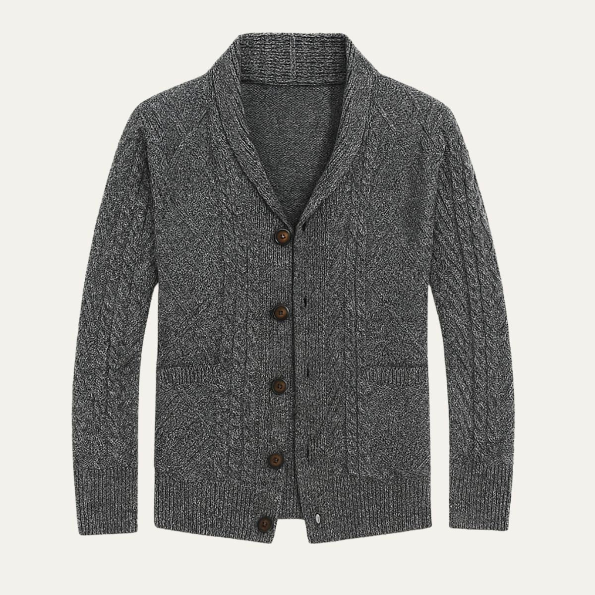 Men's Knit Cardigan Sweater | Shawl Collar Relaxed Fit Full