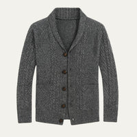 Men's Knit Cardigan Sweater | Shawl Collar Relaxed Fit Full