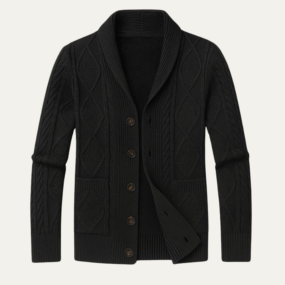 Men's Knit Cardigan Sweater | Shawl Collar Relaxed Fit Lifestyle