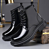 Men's Leather Ankle Boots | Chunky Lug Sole Angle