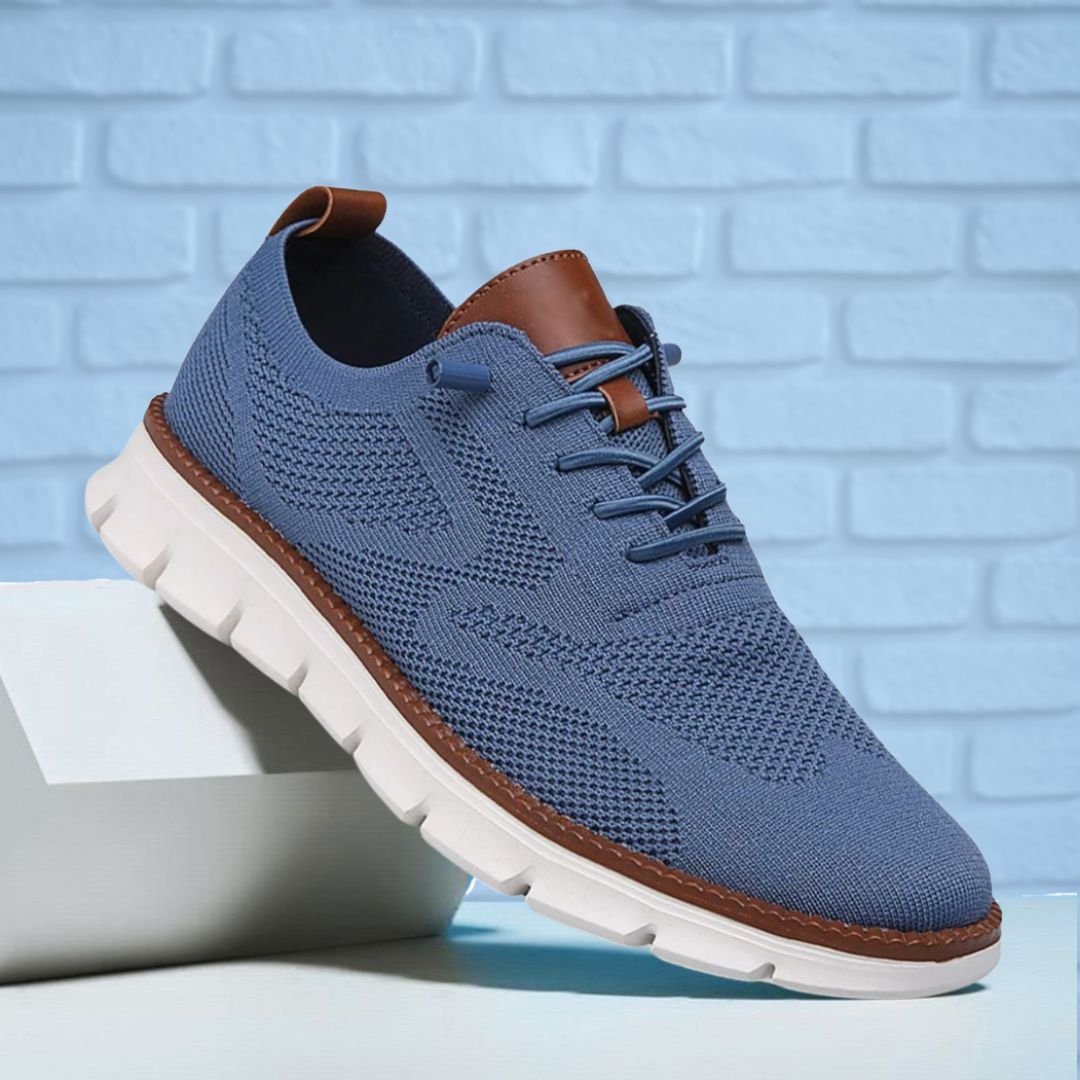 Men's Leather Orthopedic Walking Shoes Close Up