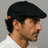 Men's Leather Strap Flat Cap | Adjustable