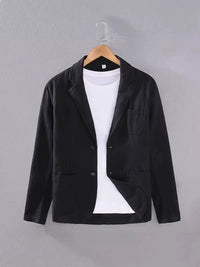 Men's Linen Blazer Jacket | Unstructured Summer Fit Detail